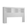 Modern Bookcase Headboard with LED Lights in White Wood Finish
