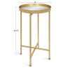 Round Metal Nightstand End Table with Removable Tray Top