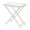Folding TV Tray Bedside Table in White Wood Finish.