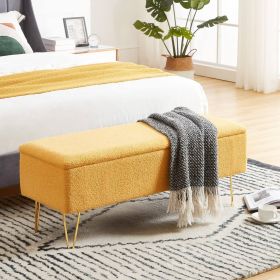 Sherpa Fabric Upholstered End of Bed Storage Bench