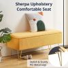 Sherpa Fabric Upholstered End of Bed Storage Bench