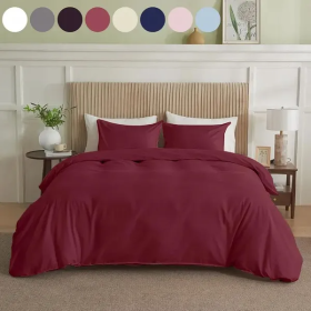 Serta Simply Clean Solid Duvet Cover (Option: Red-King)