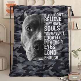 Black Dog Printed Flannel Throw Blanket Gray Camouflage Pattern Pattern Bedspread Cover Soft Lightweight For Home Bedroom Decor Festival Gifts 60x80 I (Option: 150x200cm-Black)