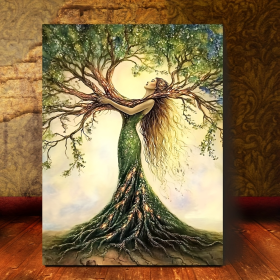 Room Decor 1pc Tree Of Life Canvas Art Print, Wooden Framed Nature-Inspired Wall Decor For Living Room, Bedroom, Office, Cafe - Unique Gift Idea, Crea (Option: 12X8inch)
