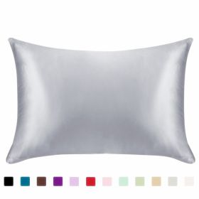 Single Pillowcase Satin Solid Color (Option: Silver-20x26inches-1PC)