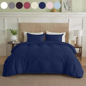 Serta Simply Clean Solid Duvet Cover (Option: Navy Blue-King)