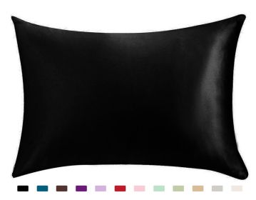 Single Pillowcase Satin Solid Color (Option: black-20x26inches-1PC)