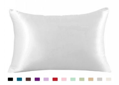 Single Pillowcase Satin Solid Color (Option: white-20x26inches-1PC)