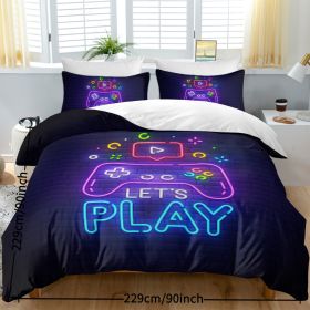 Gaming Duvet Cover Set Twin Full Queen King Size Video Game Controller Bedding Set, Boys Video Games Comforter Cover With 2 Pillow Shams, Bed Set For (Option: Queen-Blackish purple)