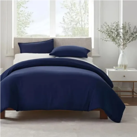 Serta Simply Clean Solid Duvet Cover Set (Option: Style4)