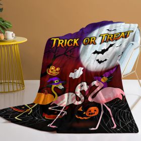 1pc Halloween-themed Pink Flamingo Print Flannel Blanket, Cozy And Warm For Home Use Bed, Sofa, Camping, And Multi-scenario Application Suitable For A (Option: 150x200cm-Purple)