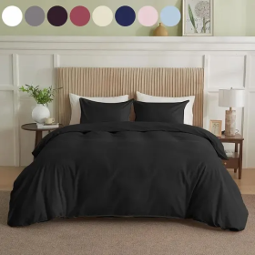 Serta Simply Clean Solid Duvet Cover (Option: Black-King)