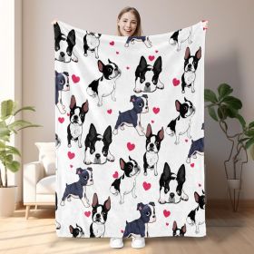1pc Adorable Fleece Dog Blanket - Soft, Cozy, Lightweight, Warm, Flannel Throw For Couch, Bed, Sofa, Living Room Decor - Perfect For Snuggling Up On C (Option: 130x150cm-Black)