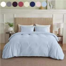 Serta Simply Clean Solid Duvet Cover Set (Option: Style1)