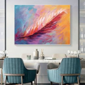 Handmade Oil Painting Abstract Pink feather Oil Painting on Canvas Colorful Art Decor Original Soft Color Painting Bedroom Wall Decor Modern Wall Art (Style: 01, size: 50x70cm)