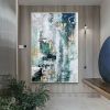 Handmade Hand Painted Oil Painting Storm Wall Art Dark Green Gold Foil Modern Living Room Hallway Bedroom Luxurious Decorative Painting