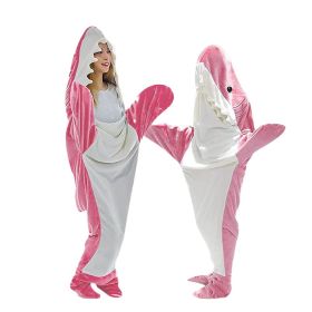 Shark Blanket Hoodie Onesie Adult Kid, Wearable Shark Blanket (Color: Pink, size: L)