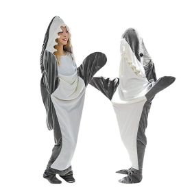 Shark Blanket Hoodie Onesie Adult Kid, Wearable Shark Blanket (Color: Dark Grey, size: XL)