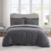 2 Piece Super Soft Microfiber White/Gray Duvet Cover Zipper Closure with 4 Corner Tabs (No Comforter Included)