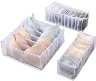 3 Packs Underwear Organizer;  Washable Underwear Storage Box Socks Drawer Organizer Divider;  Foldable Wardrobe Clothes Organizer for Bras;  Underwear (Color: White)