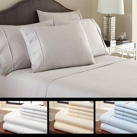 6-Piece Luxury Soft Bamboo Bed Sheets Set in 12 Colors (Color: Light Blue, size: queen)