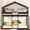 Twin Over Twin Bunk Bed Wood Bed with Tent
