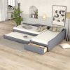 Upholstered Double Twin Size Daybed with Trundle and Drawer