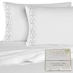 Embroidered Microfiber 4 pc Sheet Set 2000 TC (Color: Purple, size: king)