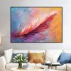 Handmade Oil Painting Abstract Pink feather Oil Painting on Canvas Colorful Art Decor Original Soft Color Painting Bedroom Wall Decor Modern Wall Art