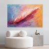 Handmade Oil Painting Abstract Pink feather Oil Painting on Canvas Colorful Art Decor Original Soft Color Painting Bedroom Wall Decor Modern Wall Art