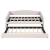 Upholstered Daybed Sofa Bed Twin Size With Trundle Bed and Wood Slat ,Beige