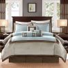 Genevieve Colorblock 7-Piece Comforter Set – Cal King, Neutral Taupe & Blue