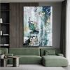 Handmade Hand Painted Oil Painting Storm Wall Art Dark Green Gold Foil Modern Living Room Hallway Bedroom Luxurious Decorative Painting