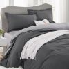 2 Piece Super Soft Microfiber White/Gray Duvet Cover Zipper Closure with 4 Corner Tabs (No Comforter Included)
