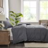 2 Piece Super Soft Microfiber White/Gray Duvet Cover Zipper Closure with 4 Corner Tabs (No Comforter Included)