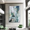 Handmade Hand Painted Oil Painting Storm Wall Art Dark Green Gold Foil Modern Living Room Hallway Bedroom Luxurious Decorative Painting