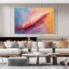 Handmade Oil Painting Abstract Pink feather Oil Painting on Canvas Colorful Art Decor Original Soft Color Painting Bedroom Wall Decor Modern Wall Art