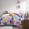 Olivia Asymmetrical Floral Comforter Set – Vibrant Floral, King/Cal King