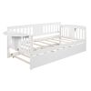 Twin Wooden Daybed with Trundle Bed , Sofa Bed for Bedroom Living Room