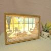 1pc Dimming 3-color Beach Sun Lamp Painting, Sketch Light. Healing Light, Bedside Bedroom Sleeping Lamp