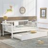 Twin Wooden Daybed with Trundle Bed , Sofa Bed for Bedroom Living Room