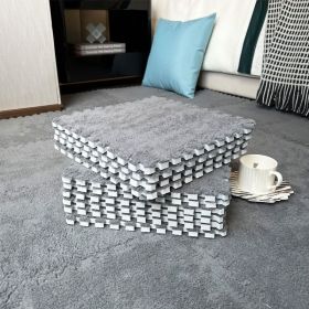 Smabee Soft Interlocking Shaggy Carpet Mats – Plush, Protective Floor Tiles (Items: 30*30CM Thick [10 Pieces] Edge Strips, Color: Grey)