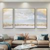 Hand-Painted Abstract Gold Foil Landscape Canvas Art for Home Decor