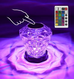 3D Glass Night Light Bluetooth Speaker – Color LED Touch Bedside Lamp (Color: Diamond Crystal Lamp)