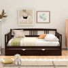 Full Size Pine Wood Daybed with Twin Hideaway Trundle – Multi-Functional Sofa & Bed