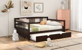 Full Size Pine Wood Daybed with Twin Hideaway Trundle – Multi-Functional Sofa & Bed