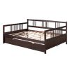 Full Size Pine Wood Daybed with Twin Hideaway Trundle – Multi-Functional Sofa & Bed