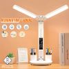 LED Table Lamp with LCD Display, Adjustable Brightness & Pen Holder