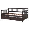 Twin Size Pine Wood Daybed with Storage Drawers – Multi-Functional Sofa & Bed