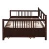 Full Size Pine Wood Daybed with Twin Hideaway Trundle – Multi-Functional Sofa & Bed